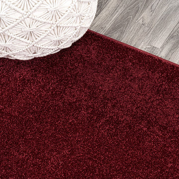 Haze Solid Low-pile Area Rug Dark Red